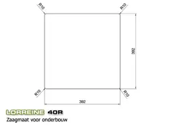 Lorreine 40R Luxo pia de aço inoxidável 40x40 cm montagem nivelada, embutida e sobreposta 1150178227