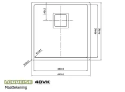 Lorreine 40VK Exclusive pia de aço inoxidável 40x40 cm montagem nivelada, montagem inferior e montagem superior 1150178273