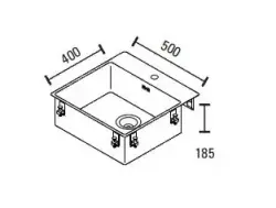 Pia de aço inoxidável ABK Bingara 50x40cm com bancada para torneira, instalação nivelada C1BIN05FVI