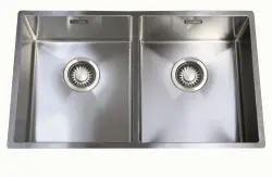 Pia dupla ABK Bingara em aço inoxidável 34x40+34x40 cm para instalação nivelada, embutida e sobreposta BIN3434FVI