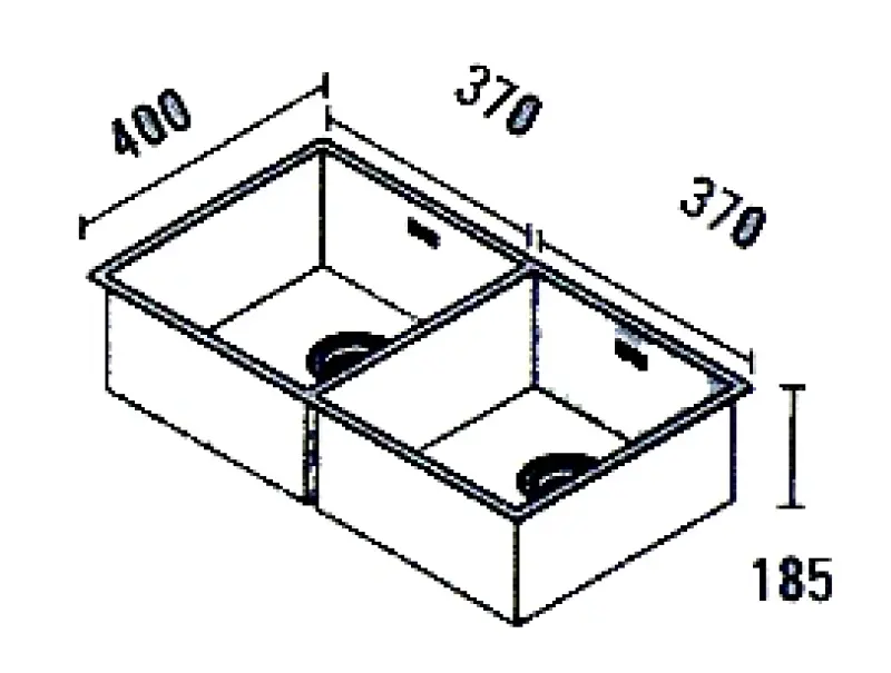 ABK Baronga pia dupla grande em aço inoxidável 37x40+37x40 cm instalação nivelada, sob montagem e sobre montagem BAR3737FVI