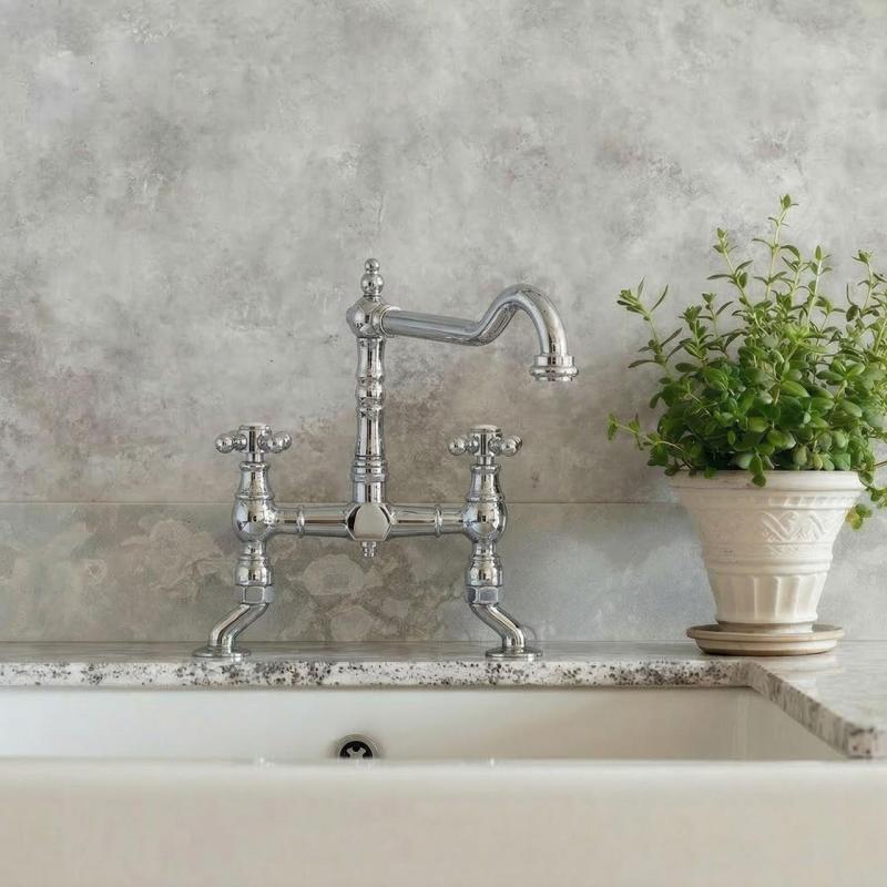 Torneira de cozinha nostálgica em aço inoxidável V1979RVSST