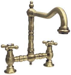 PB Torneira de Cozinha Nostálgica de Bronze com Bica Angular e Manípulos em Forma de Estrela PBN.BRO.H.ST