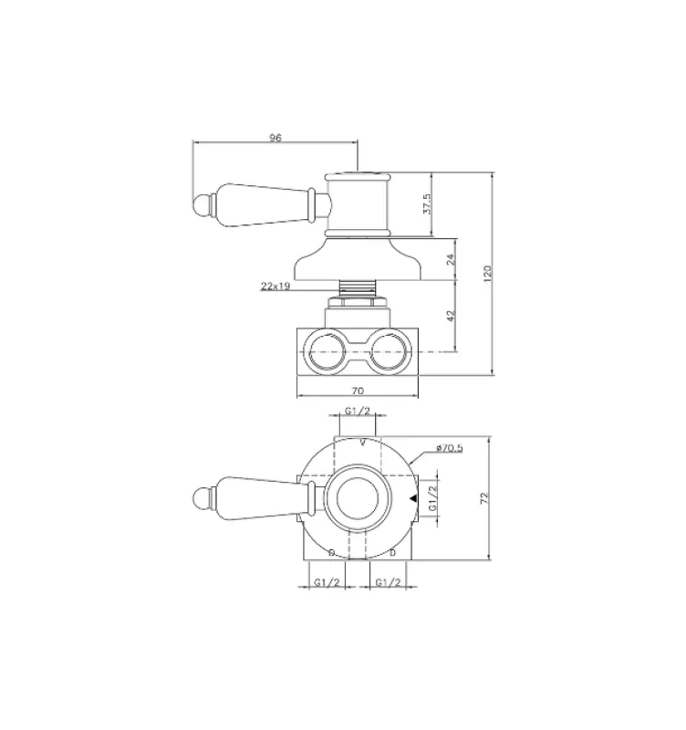 Huber Victorian 3-outlets Diverter Stainless Steel VT0002702A
