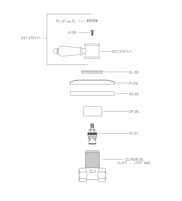 Huber Victorian válvula de embutir Bronze VT00031027