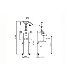 Huber Victorian Misturador Termostático de Banho com Conjunto de Duche Inox VTT390102A