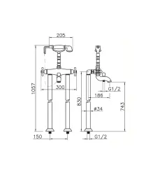 Huber Croisette Misturador de Banho em Coluna Bronze CST3901027