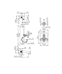 Huber Croisette Conjunto de Banheira/Duche Termostático Embutido Cromado 914.CS01H.CR