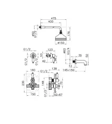 Huber Croisette Conjunto Embutido Banheira/Duche Cromado 916.CS01H.CR