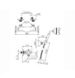 Huber Victorian Torneira de Chuveiro Termostática com Ducha Manual Cromada VTD0101021