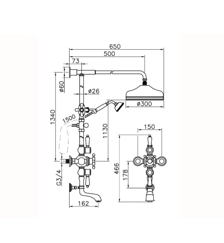 Huber Victorian Conjunto de Banho/Dușo Termostático 30cm Bronze 592.VN31H.BA