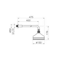 Huber Chuveiro Nostálgico de Chuva 15cm Cabeça de Chuveiro Cromada com Braço de Parede 611.01H.CR