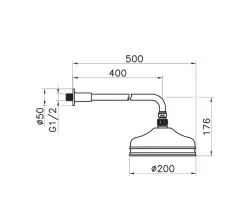 Huber Chuveiro Nostálgico de Chuva 20cm Aço Inoxidável com Braço de Parede 611.02H.AC