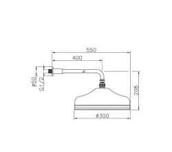 Huber Nostálgico Grande Clássico Chuveiro de Chuva 30cm Cromado com Braço de Parede 612.03H.CR