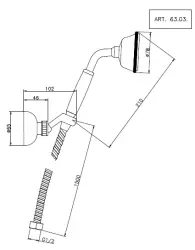 Huber Victorian chuveiro de mão com gancho de suspensão e mangueira de chuveiro RVS 63.03H.AC
