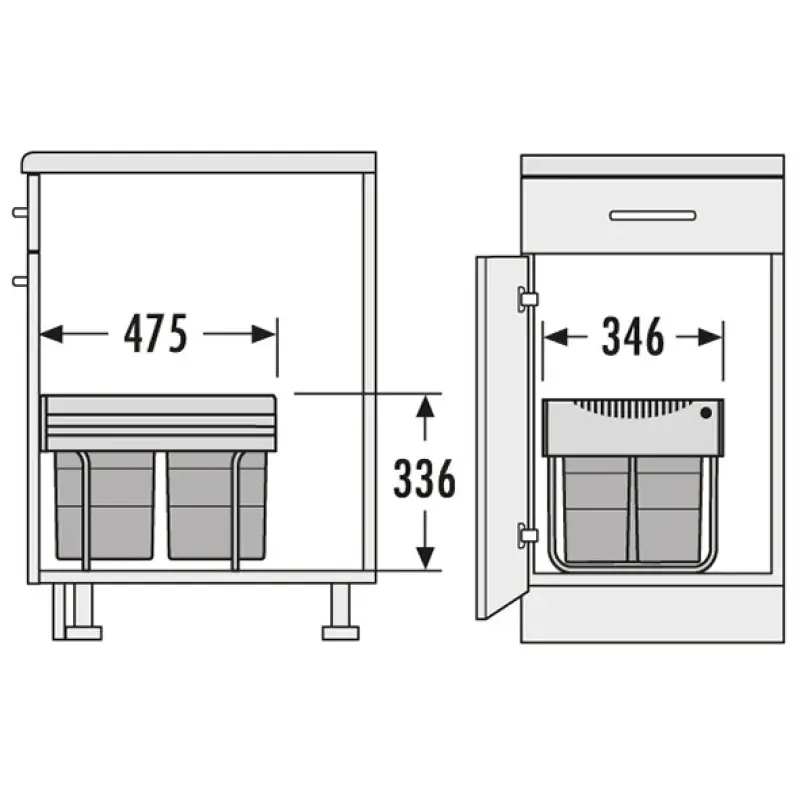 Hailo Tandem S 3 Lixeira 1x18+2x8,5ltr 1153449232