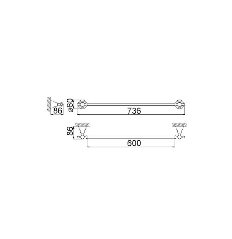 Huber Croisette Classic Towel Holder 60cm Chrome 4014.01H.CR