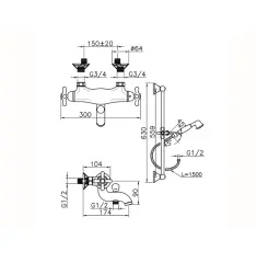 Huber Croisette Misturador de Banho com Termostato Cromado CSS2701021