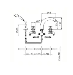 Huber Croisette Misturador de Banho 4 Furos Dourado CS0002602G
