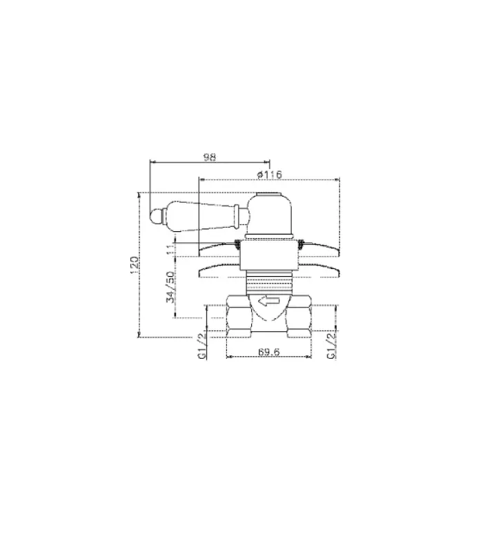 Huber Croisette Válvula de Fecho Embutida Ouro CS0003102G