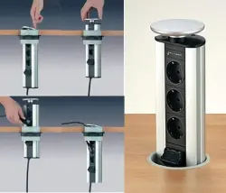EVOline Port 3 Tomada retrátil com aterramento, tampa branca