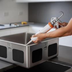 Cola de Silicone sem Ácido para Montagem de Pias de Aço Inoxidável Sob Bancadas