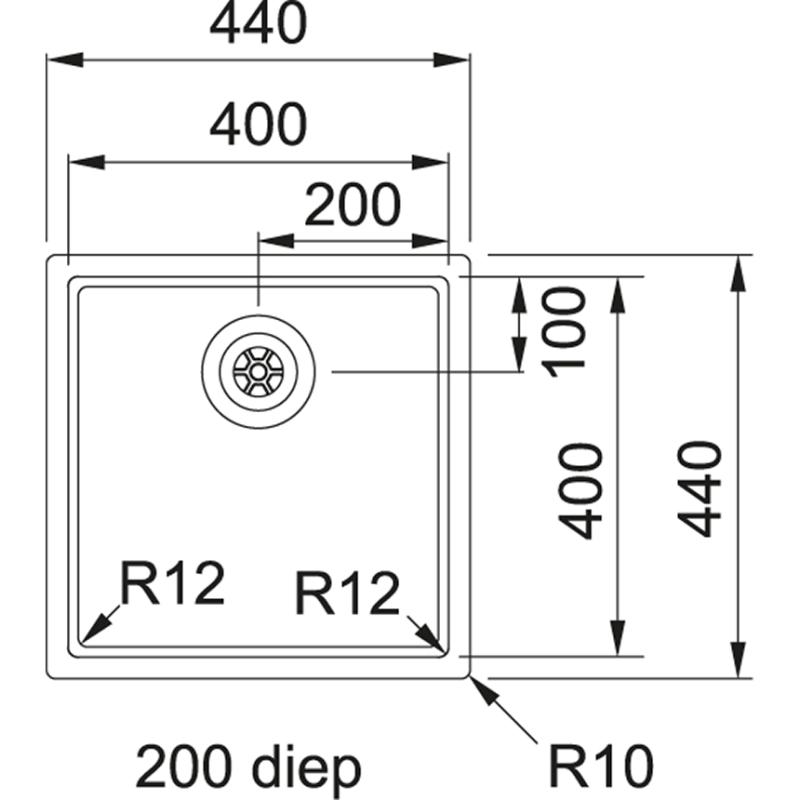 Franke Bolero Plus R12 BXX 210-40 stainless steel kitchen sink flush mounted 40x40cm 127.0576.359
