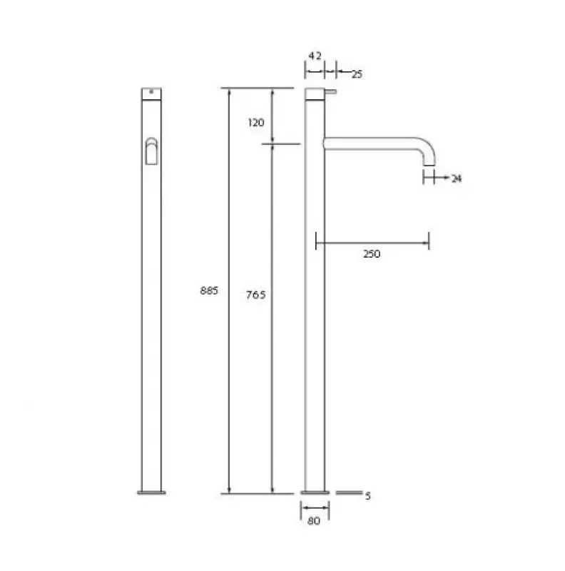 Waterevolution Flow Floor standing bathub mixer Chrome T13401