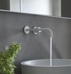 Waterevolution Flow torneira de pia embutida branca fosca com bico de 25cm T116BBR-25