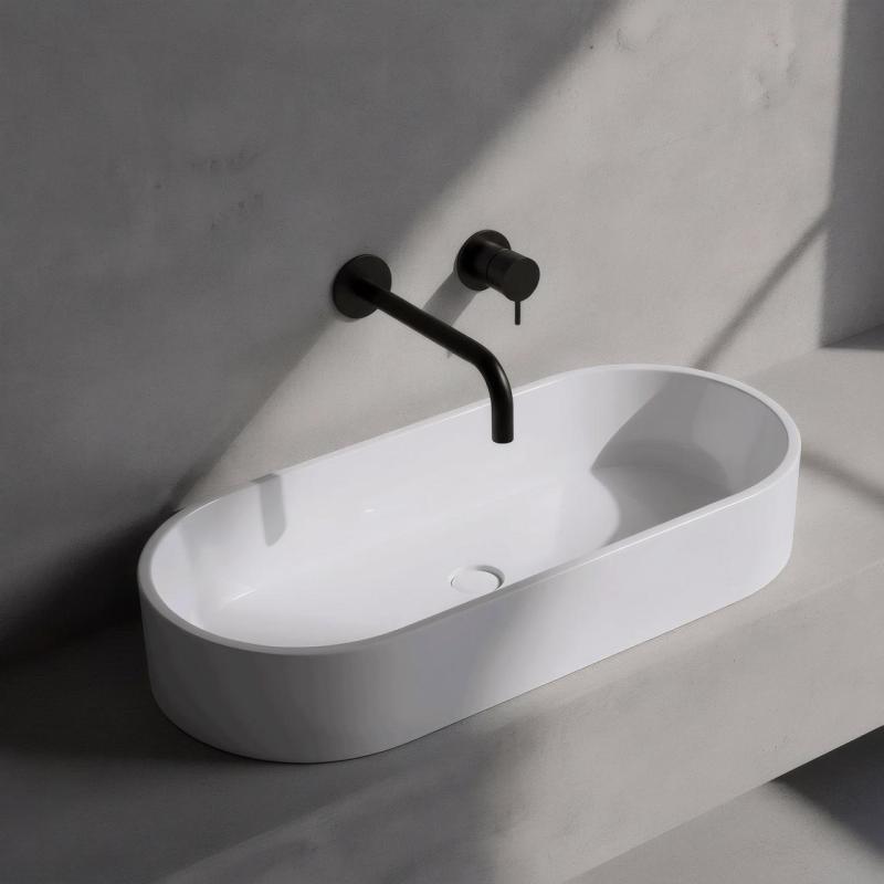 Torneira embutida para lavatório Watervolution Flow em preto mate com bico de 25 cm T116BPR-25