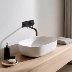Waterevolution Flow misturador de lavatório embutido com placa de cobertura preto fosco com bica de 25cm T1161BPR-25