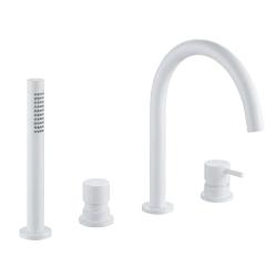 Waterevolution Flow Torneira de Banheira de 4 Furos para Montagem na Borda do Banho Branco T138BR