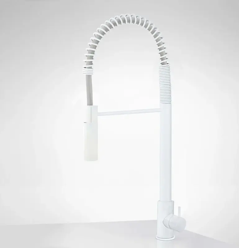 Waterevolution Flow Semi-professional kitchen mixer with extractable shower and swivel spout White T157BR