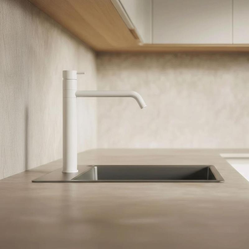 Waterevolution Flow torneira de cozinha branca fosca T150BR