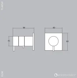Waterevolution Flow embutido termostato de chuveiro com roseta quadrada cromo T142TB01