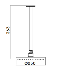 Waterevolution Flow chuveiro de teto 200mm com ligação ao teto preto fosco T1642PR
