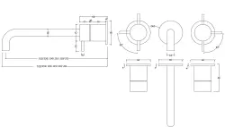 Waterevolution Flow misturador de lavatório embutido de 3 furos, branco fosco, com bica 25 T1163FBR-25