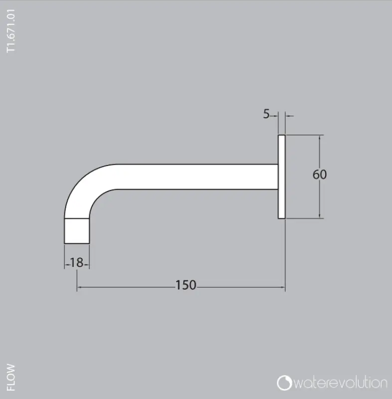 Waterevolution Flow bath spout chrome T16711501 spout length 15cm