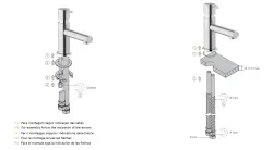 Waterevolution S22 torneira de lavatório em aço inoxidável com válvula de escoamento T410IE