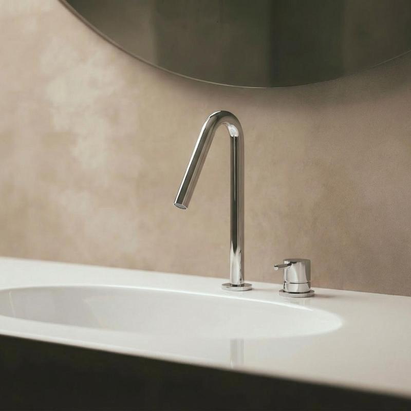 Waterevolution Flow Torneira de lavatório de 2 furos em cromo com pequeno bico de 120mm T1121V01