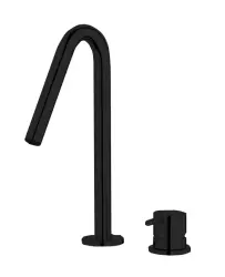 Waterevolution Flow torneira de lavatório de 2 furos preto fosco com bica pequena em V de 120mm T1121VPR