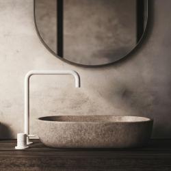 Waterevolution Flow torneira de lavatório de 2 furos com bica alta 222 branco mate T122HBR