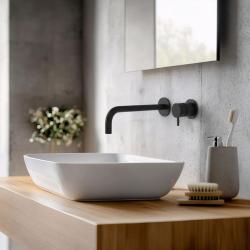 Waterevolution Flow misturador de lavatório embutido preto fosco com bica de 21cm T116BPR-21