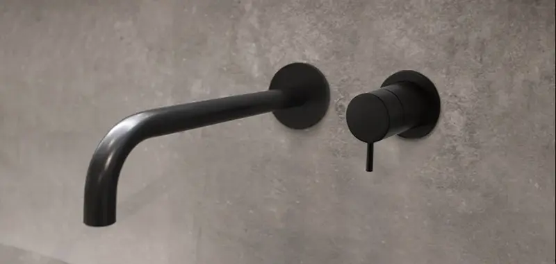 Torneira de lavatório embutida Watervolution Flow em preto mate com bico de 21 cm T116BPR-21