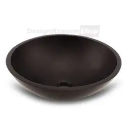 Solid-S Pure Lava-mãos de encastrar, bacia redonda, preto mate, L41 x A14 cm, sem rebordo, com tampão em solid surface 1208775662