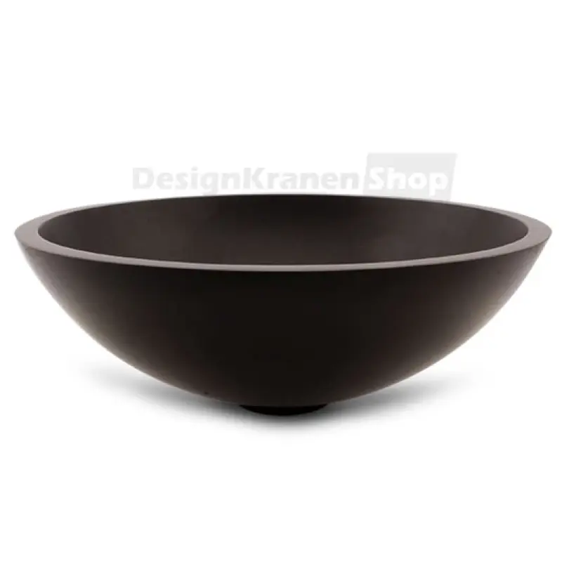 Solid-S Pure Lava-mãos de encastrar, bacia redonda, preto mate, L41 x A14 cm, sem rebordo, com tampão em solid surface 1208775662