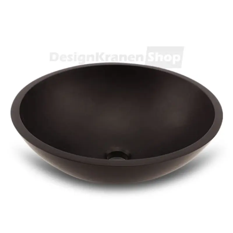 Solid-S Pure Lava-mãos de encastrar, bacia redonda, preto mate, L41 x A14 cm, sem rebordo, com tampão em solid surface 1208775662