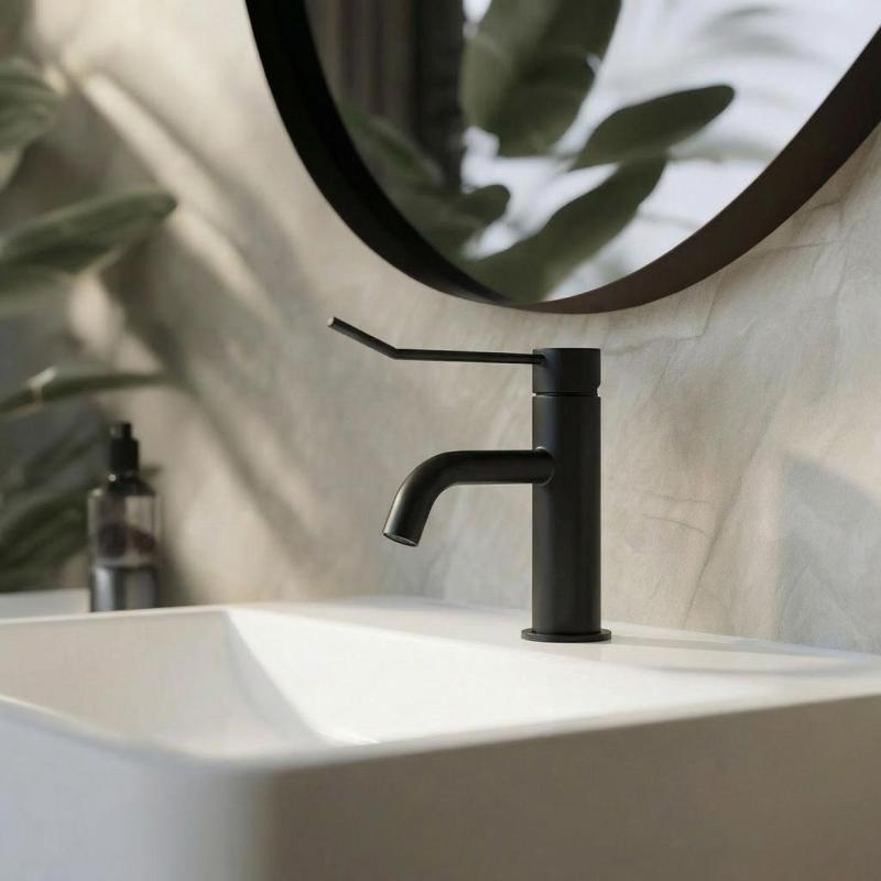 Waterevolution Flow torneira de lavatório incl. válvula click preto fosco T111PR