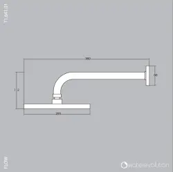 Waterevolution Flow chuveiro de teto 200mm com ligação de parede totalmente em aço inoxidável T1641IE