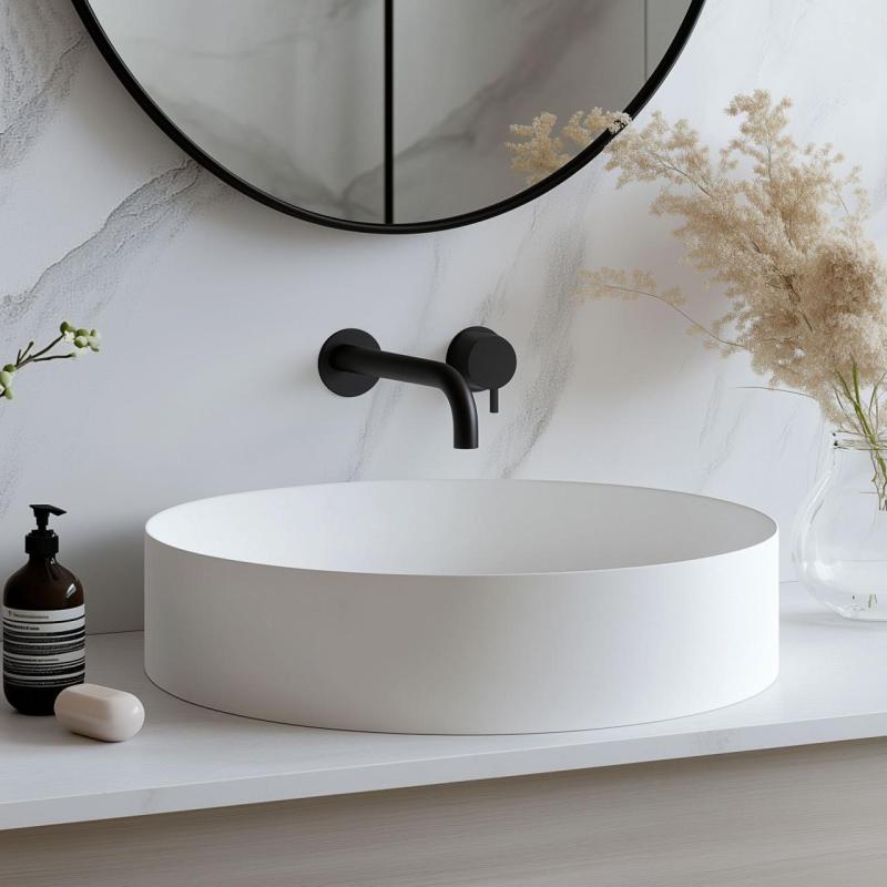 Torneira embutida para lavatório Watervolution Flow em preto mate com bico de 15 cm T116BPR-15